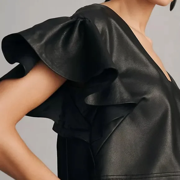 Maeve Cropped Ruffle-Sleeve Blouse - Large - Picture 2 of 7